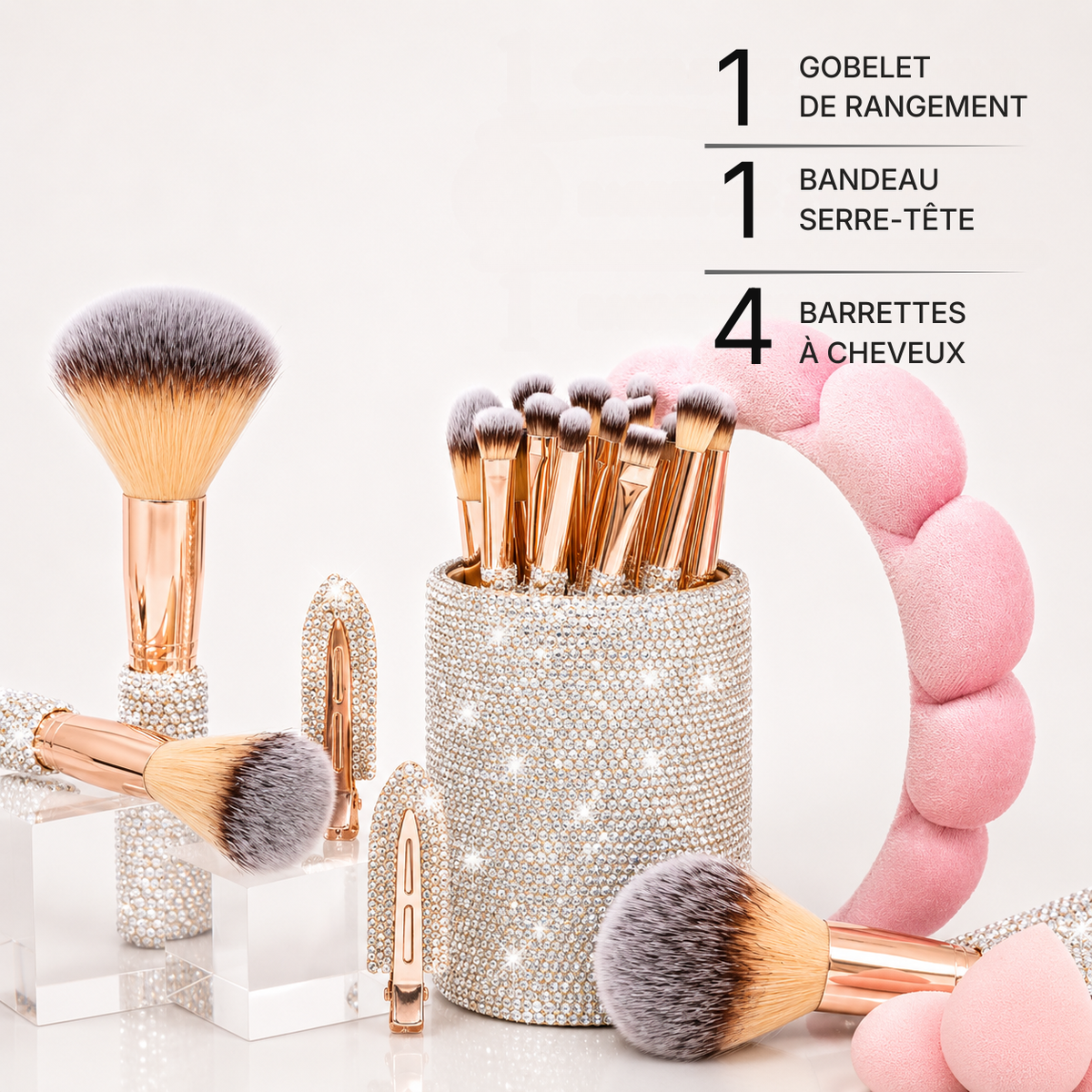 Box Makeup "Rose Argent" 30 pièces