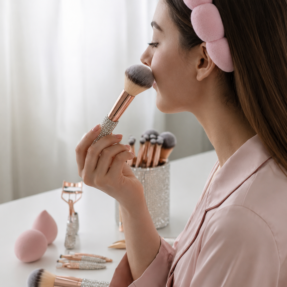 Box Makeup "Rose Argent" 30 pièces